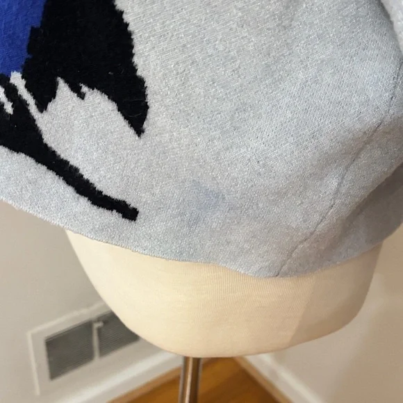 Anthropologie Light Gray Mock-Neck Sweater with Blue Floral Motif - Picture 5 of 8